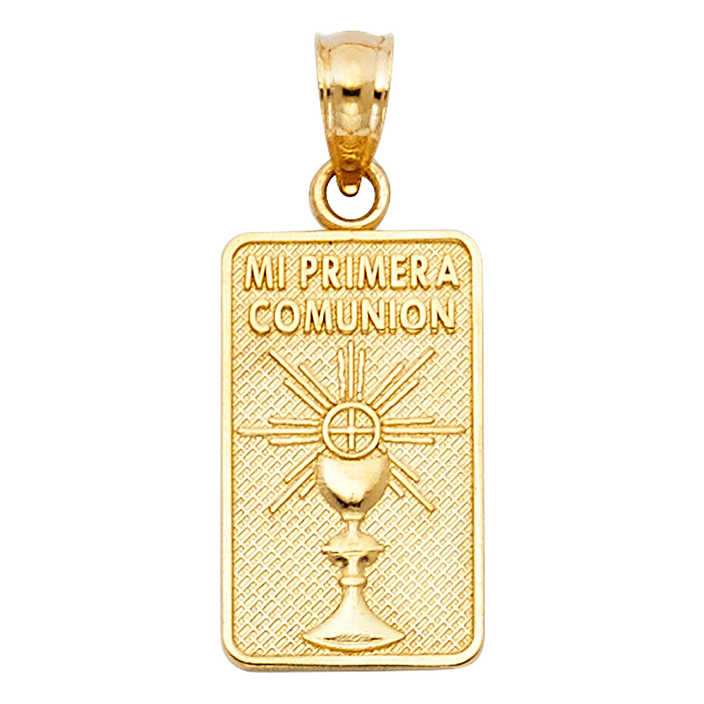 14K Yellow Gold Small Mi Primera Comunion Charm Pendant